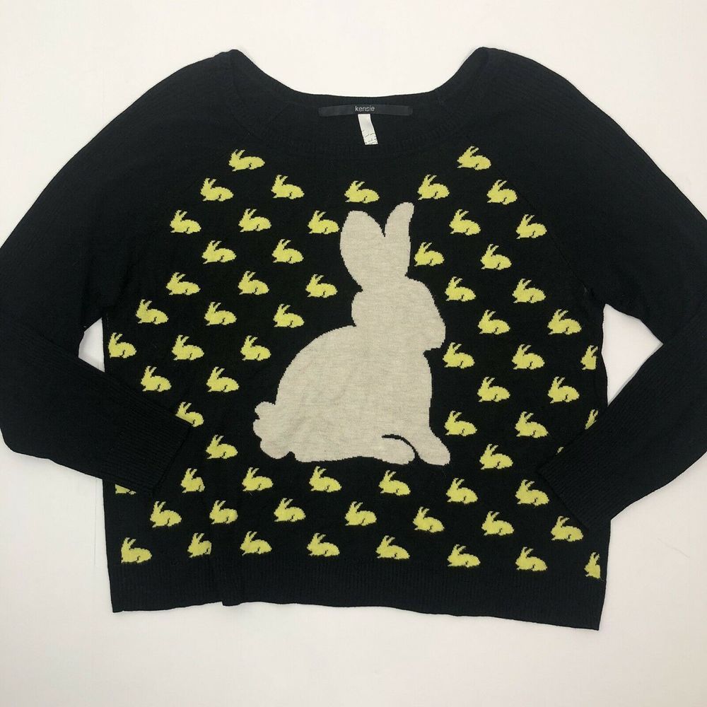 Kensie Womens Crewneck Bunny Sweater